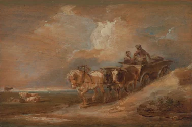 Paesaggio con cavallo e carro di buoi